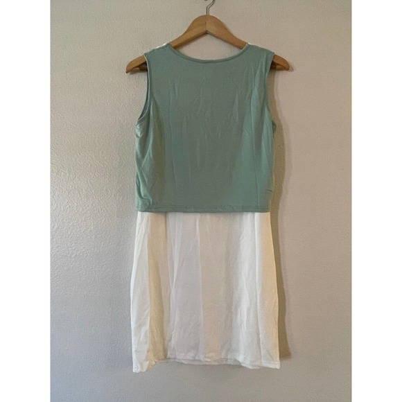 OC Order Plus Size M Double Layer Layered Tank Dress White Green Sleeveless NWT - Picture 3 of 7